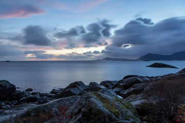Norwegian sea at Svolvaern, Lofoten, Norway