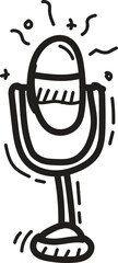 doodle microphone icon outline vector