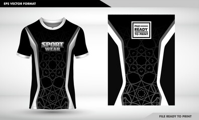 t-shirt sport design template with abstract line halftone pattern for soccer jersey. Sport uniform in front view. Tshirt mock up for sport club. Vector Illustration