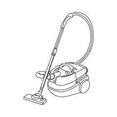 Continuous one single line drawing Vacuum cleaner icon vector illustration concept