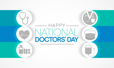 National Doctors' Day is a day celebrated to appreciate and recognize the contributions of physicians to individual lives and communities. Vector illustration.