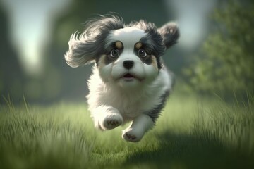Cute dog close-up. Illustration. Generative AI