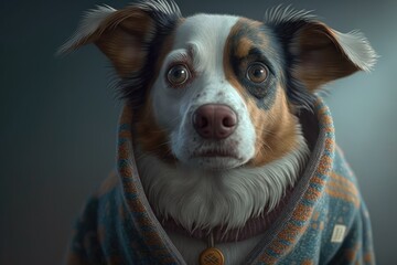 Cute dog close-up. Illustration. Generative AI