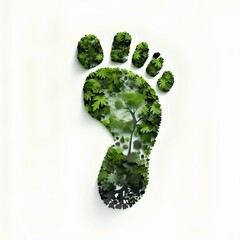 Carbon footprint concept with stylized feet. Air pollution, water conservation efforts and the need for sustainable power sources. Generative AI - obrazy, fototapety, plakaty