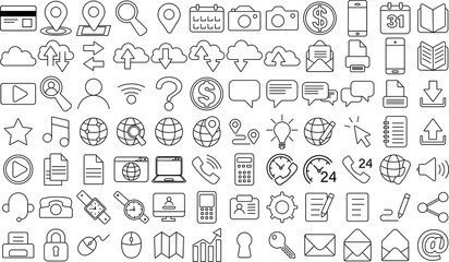 a set of office and business icons in a minimalistic style. 84 in 1 - Powered by Adobe