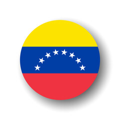 Venezuela flag - flat vector circle icon or badge with dropped shadow.
