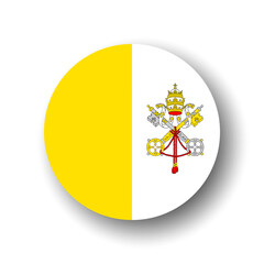 Vatican City flag - flat vector circle icon or badge with dropped shadow.