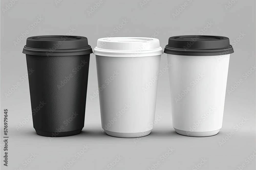 Poster isolated on a white background with clipping path is a white packaging template mockup for takeout p