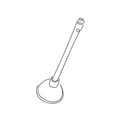 Icon of the plunger cleaning line. A symbol for cleaning pipes from blockages. Drawing of the plunger line icon. Vector illustration