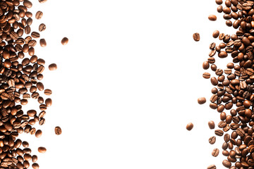 Coffee beans isolated on white background Clipping Path.