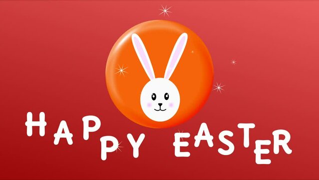 happy Easter sticker with animated cute bunny