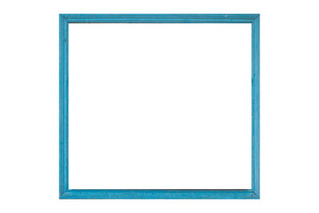 Blue wooden frame isolated on white background.