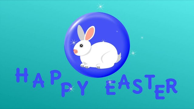 Easter sticker animation on gradiant colour background and happy Easter greetings