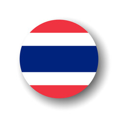Thailand flag - flat vector circle icon or badge with dropped shadow.