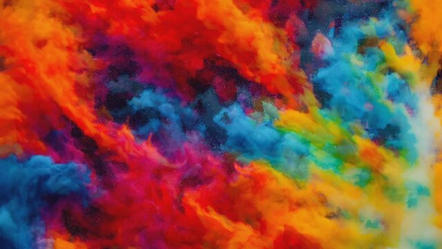 abstract splash painting watercolor hand drawn on dark background. Fantasy galaxy sky with colorful fire and smokes. Seamless and infinity looping animation. Live wallpaper or screen saver video.