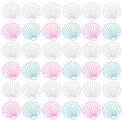 Sea Shells Retro Background, Pattern, Texture