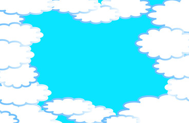 Illustration, representation of a set of clouds and blue sky. 