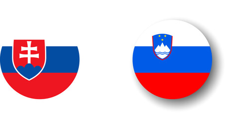 Slovenia flag - flat vector circle icon or badge with dropped shadow.