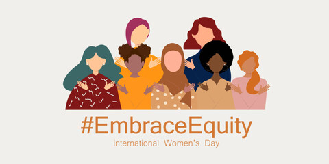 Fototapeta premium International Women's Day banner. #EmbraceEquity