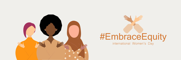 Fototapeta premium International Women's Day banner. #EmbraceEquity