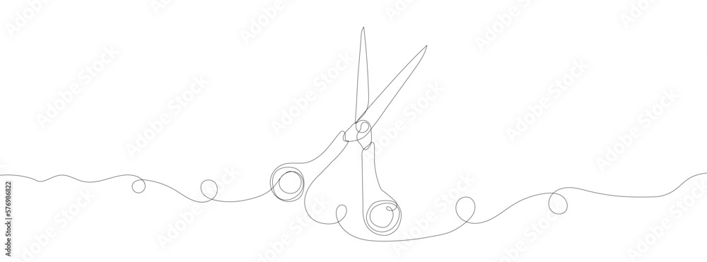 Poster continuous linear drawing of scissors. single line drawing of scissors. vector illustration. line ar