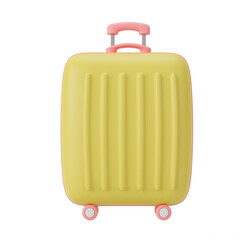 Cute cartoon style colorful pastel suitcase with transparent background 3d render illustration