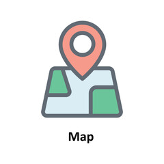 Map Vector Fill Outline Icons. Simple stock illustration stock