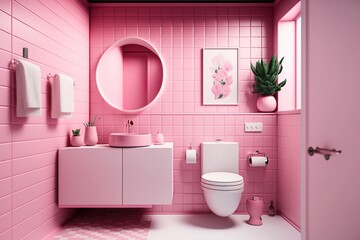 Obraz na płótnie Canvas Bathroom interior with vanity nterior Design 3d Illustration Created by Generative AI