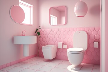 Naklejka na ściany i meble Bathroom interior with vanity nterior Design 3d Illustration Created by Generative AI