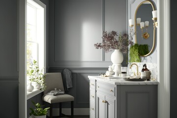 Modern and  luxury minimalist interior of living room ,3d render interior design Generative AI
