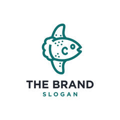 sunfish mola simple line icon logo vector design, modern logo pictogram design of ocean mola fish