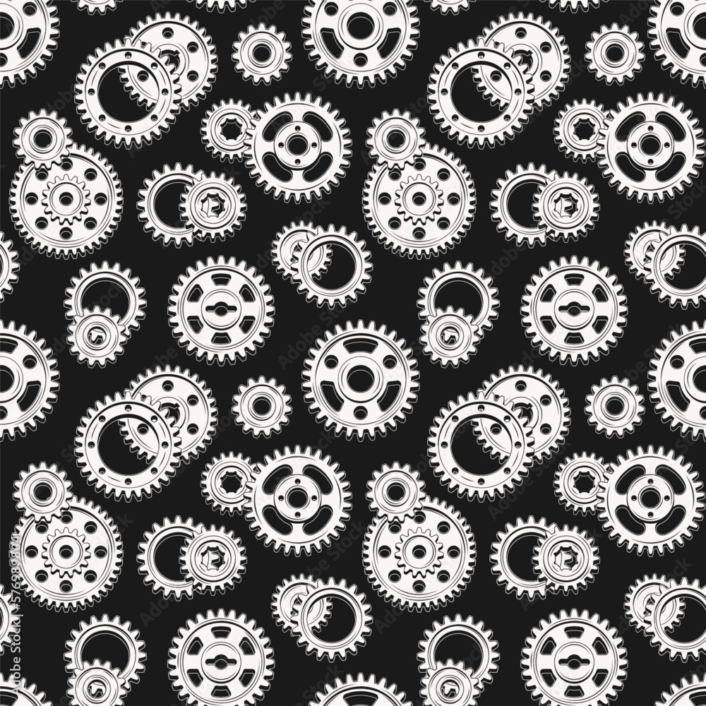 Poster monochrome pattern with machine gears
