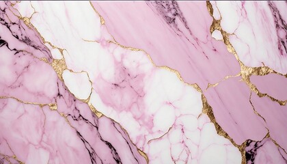 Decorative Pink Marble Surface with Golden Highlights, Generative Ai
