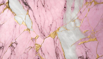 Elegant Pink Marble Texture with Golden Streaks for Luxury Design, Generative Ai