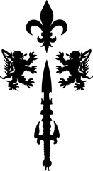 Silhouetten Rittersymbole Mittelalter Symbole