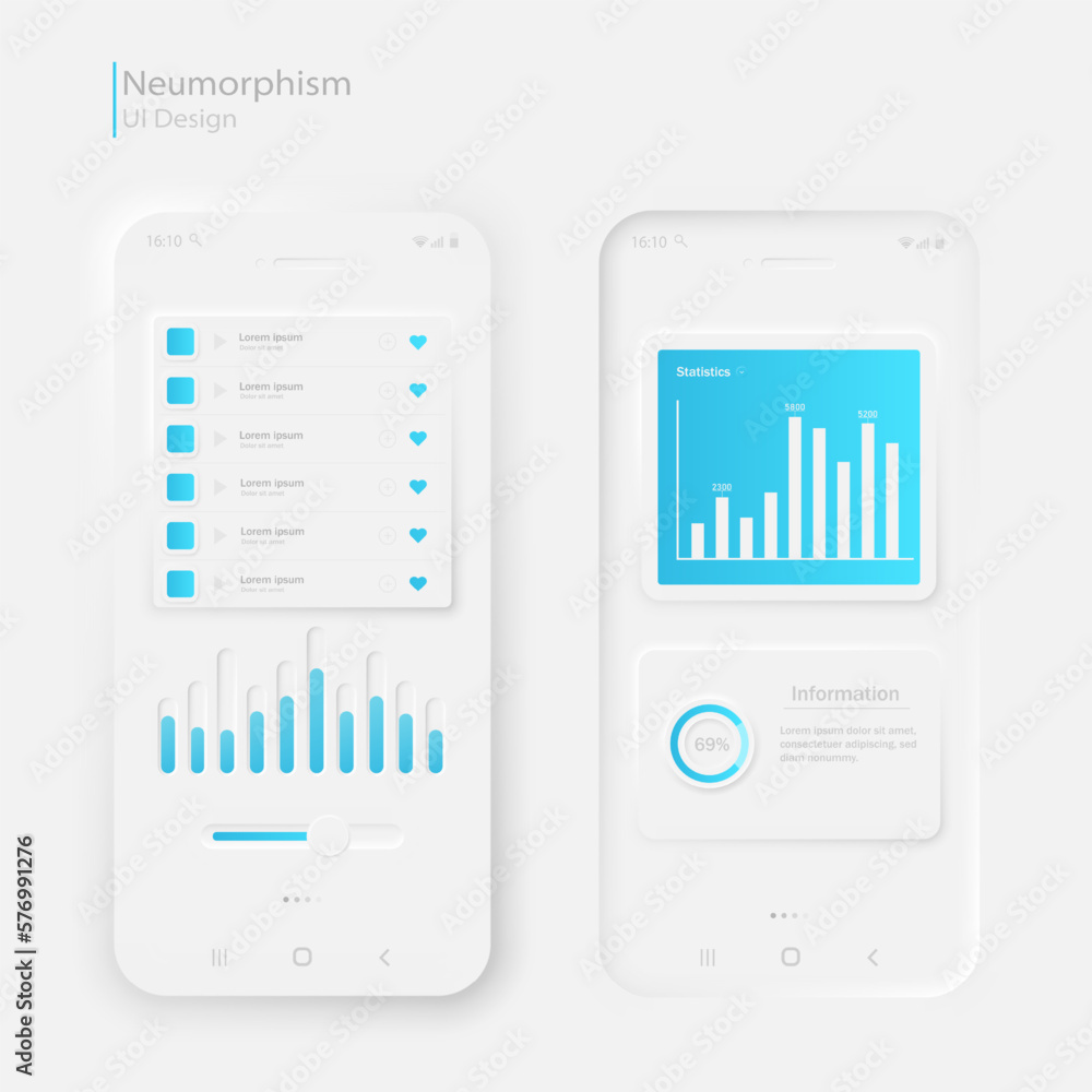 Poster a set of banners in the neumorphism style on a white background. user interface elements. the layout