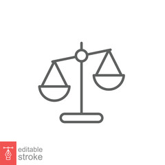 Libra line icon. Simple outline style. Scale, balance, comparison, compare, legal, law, justice, weight concept. Pictogram, vector illustration isolated on white background. Editable stroke EPS 10.