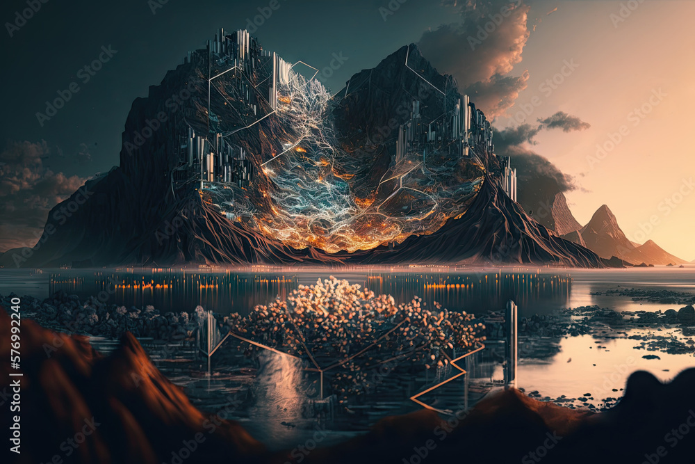 Poster a visual journey through a digital datascape generative ai