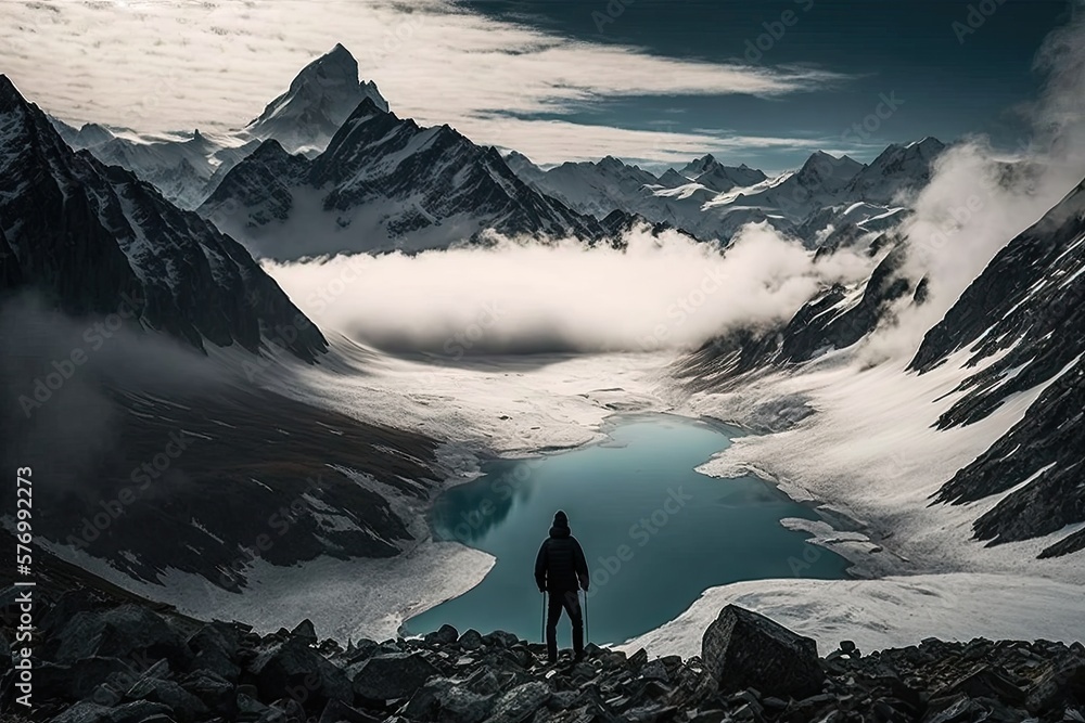 Aufkleber adventures in the high alps: beyond the clouds and beyond the dreams generative ai