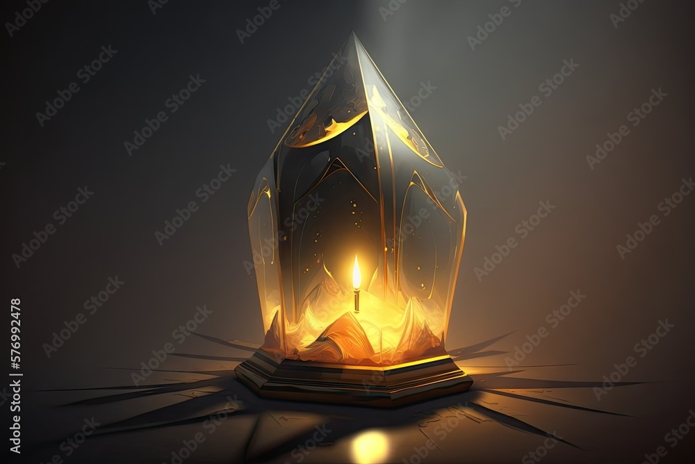 Poster captivating light: a masterful glowing object illustration generative ai