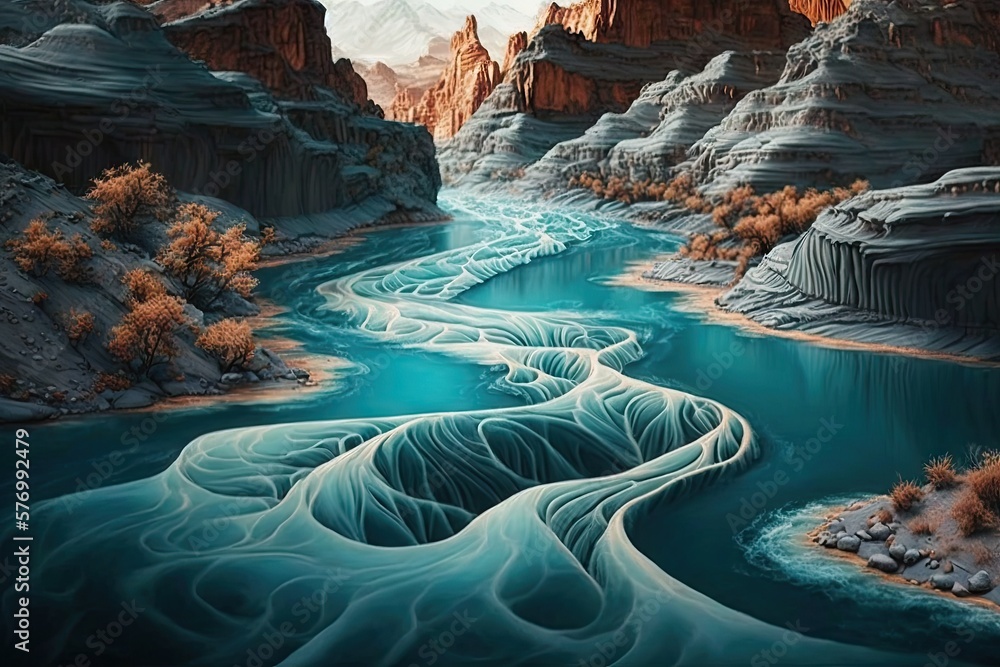 Poster captivating rivers: exploring the flowing motion of water generative ai
