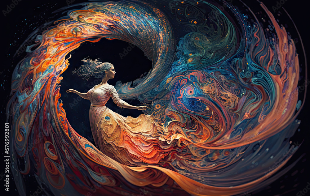 Fototapete A Celestial Performance in Swirling Colors- A Masterpiece of Artistic Composition Generative AI