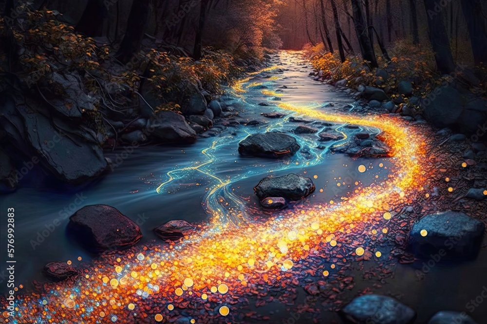 Aufkleber a glittering stream of shining change generative ai