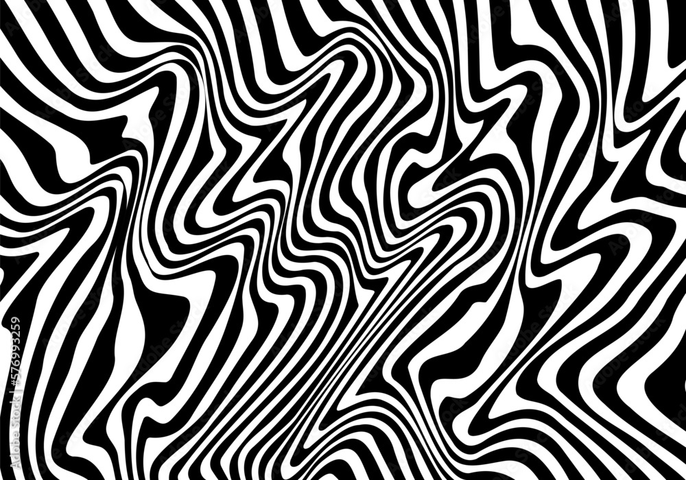 Poster abstract wavy line pattern. wave background. optical art design. modern black and white geometric il