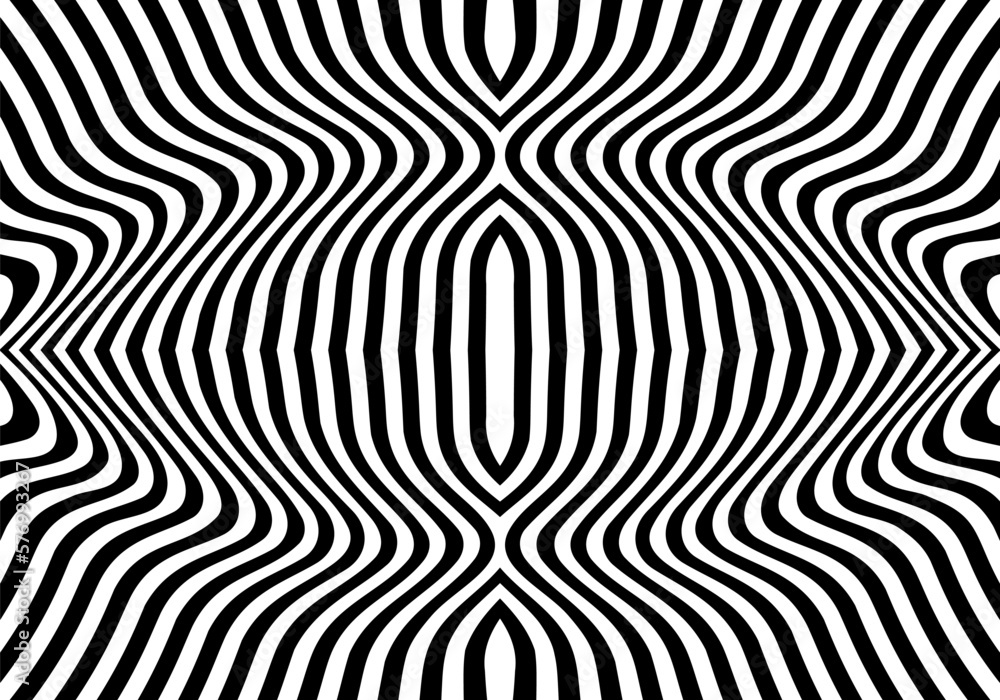 Poster abstract wavy line pattern. seamless geometric background with curve or distorted lines. black and w