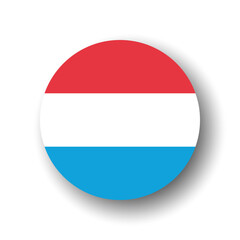 Luxembourg flag - flat vector circle icon or badge with dropped shadow.
