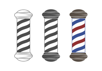 Barbershop pole icon. Vintage barber shop sign or logo. Vector illustration.