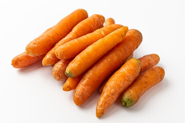 Snack carrots on a white background