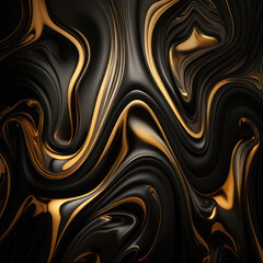Splendid modern marbling painting abstract design wavy veins pattern texture marble in digital art. Dark purple black white and gold fluid water melted liquid wallpaper. Generative AI