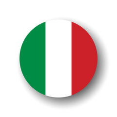 Italy flag - flat vector circle icon or badge with dropped shadow.